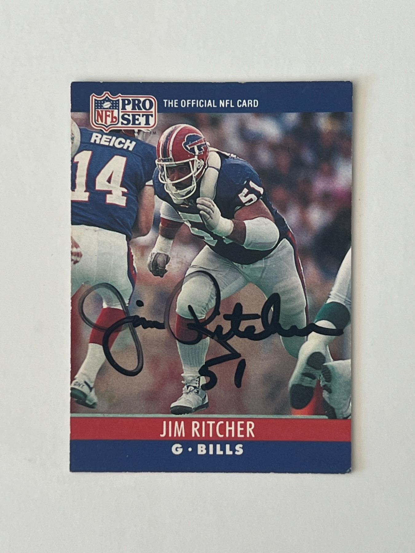 Buffalo Bills Jim Ritcher 1990 NFL #45 signed trading card