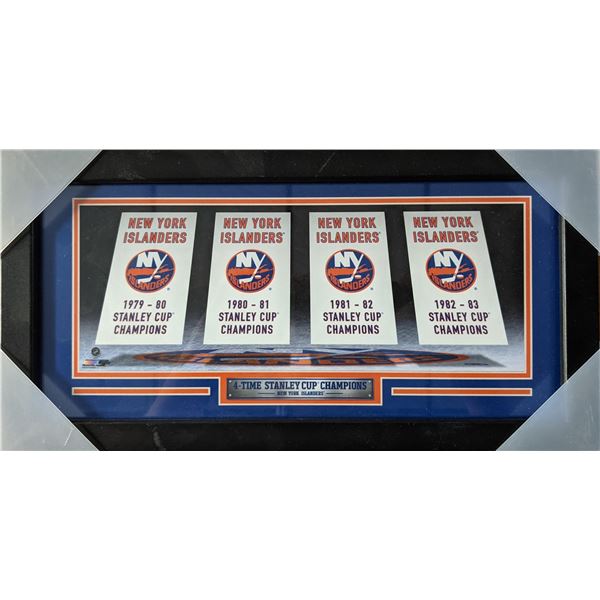 N.Y. Islanders Stanley Cup Banners Framed Photo