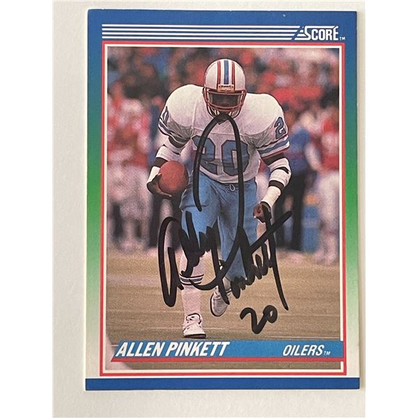 Houston Oilers Allen Pinkett 1990 Score #22 signed trading card