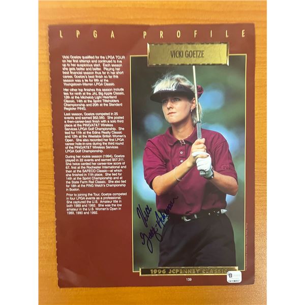 Vicki Goetze signed LGPA profile page