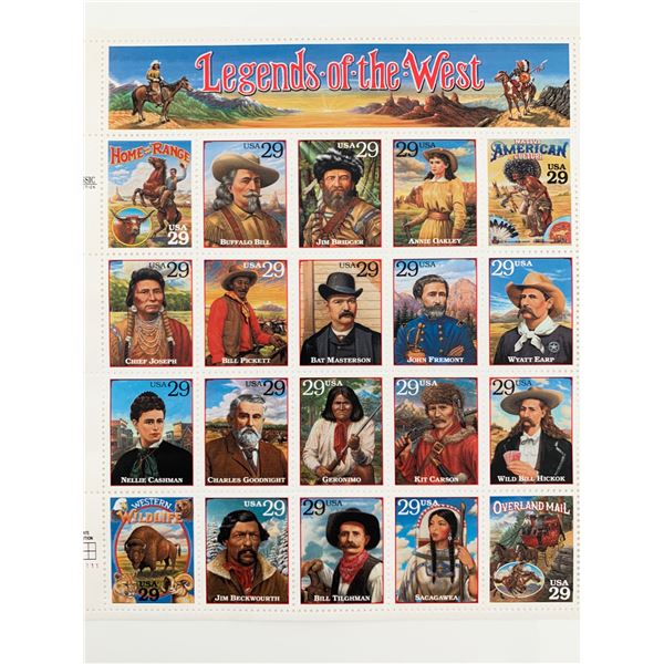 1994 29c Legends of the West, Sheet of 20 Stamps #2869