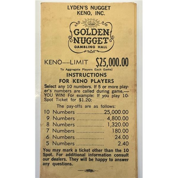 Golden Nugget pamphlet