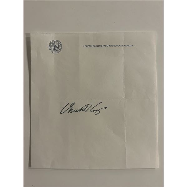 Surgeon General C. Everett Koop original signature