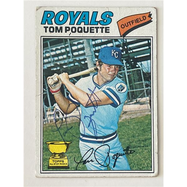 Kansas City Royals Tom Poquette signed 1977 Topps #93 All-Star Rookie trading card