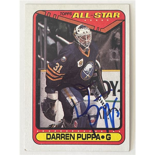 Buffalo Sabres Daren Puppa 1990 Topps #204 signed trading card.