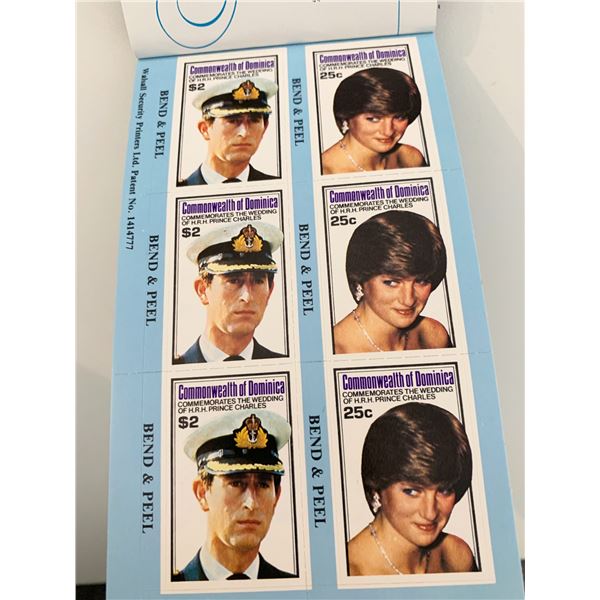 Commonwealth of Dominica stamp booklet commemorating The Royal Wedding of Prince Charles and Lady Di