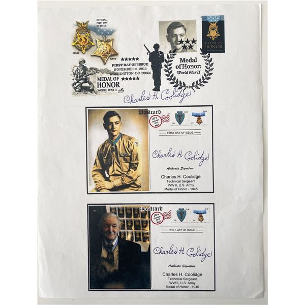 WWII Medal of Honor Charles H. Coolidge signed sheet
