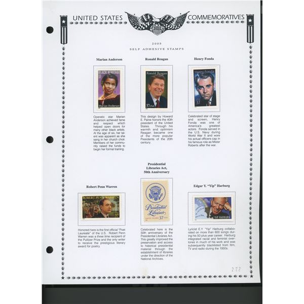 2005 United States Self-Adhesive Booklet Stamp Set
