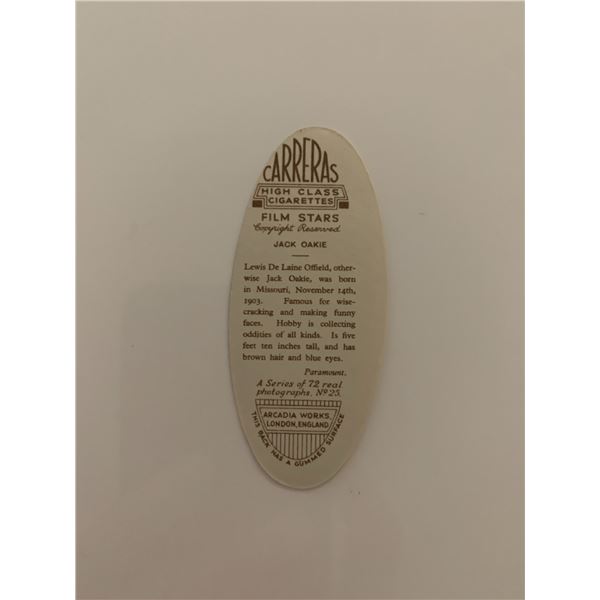 Jack Oakie unsigned cigarette card