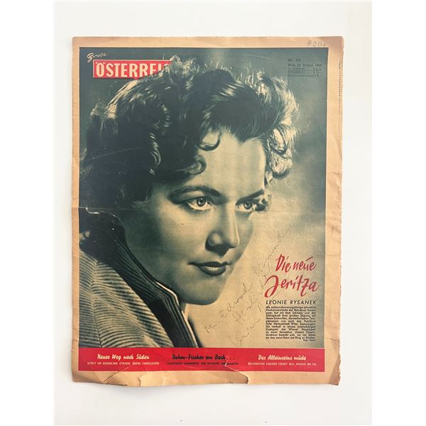 Österreich Leonie Rysanek 1954 original vintage newspaper