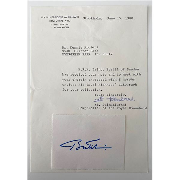 Prince Bertil, Duke of Halland original signature