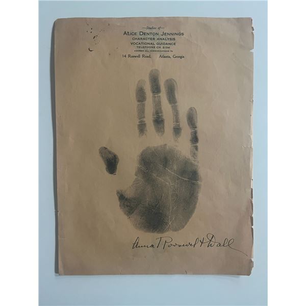 Mother of First Lady of the United States Anna Hall Roosevelt Handprint
