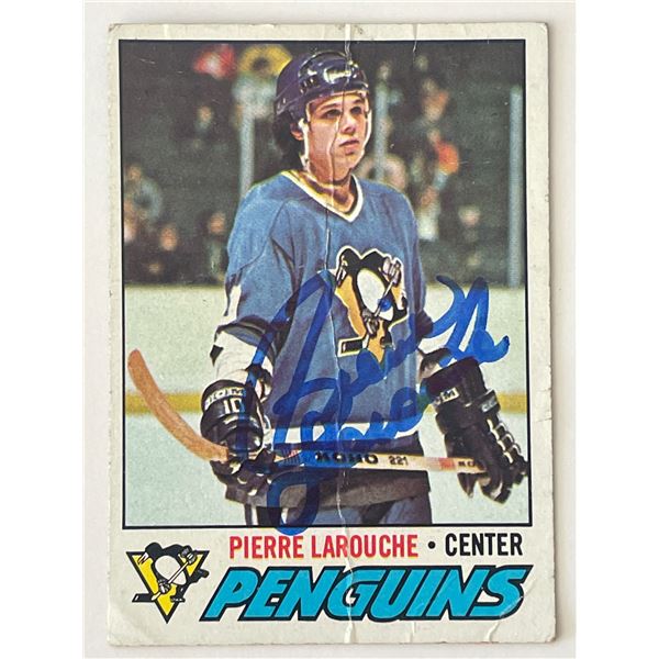 Pittsburgh Penguins Pierre Larouche 1977 Topps #102 signed trading card