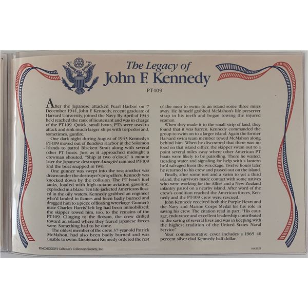 John F. Kennedy commemorative cover with coin