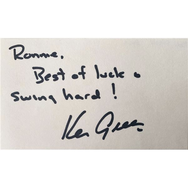 PGA champion  Ken Green signed note