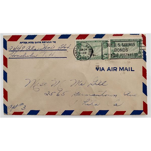 1940 Territory of Hawaii double rate cover