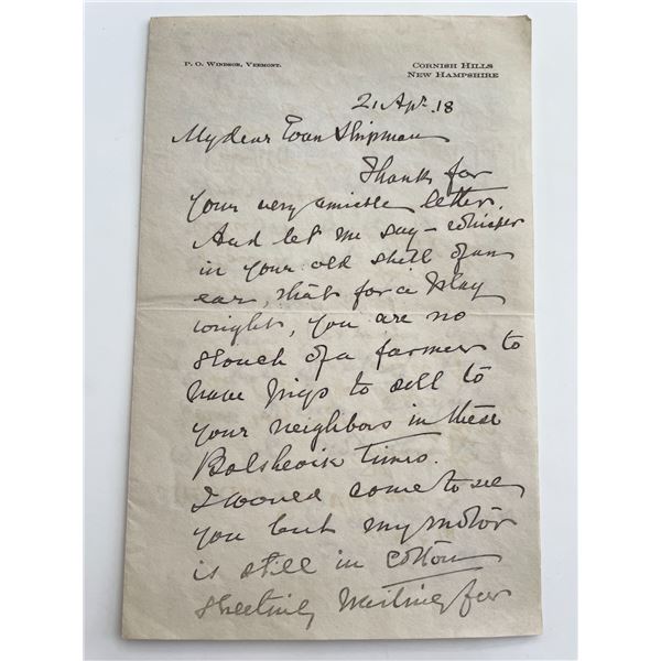 Rear Admiral William M. Folger Signed Letter