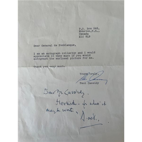 Paul Cassidy signed letter