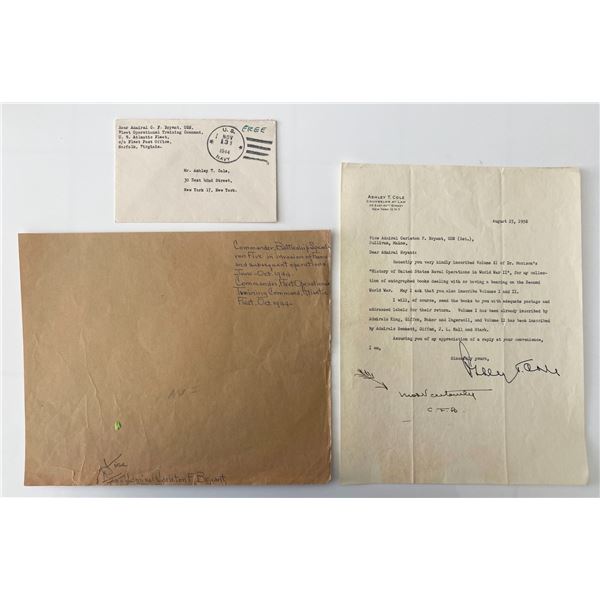 WWII Vice Admiral Carleton F. Bryant and  Ashley T. Cole Signed Letter with 1944 Cover