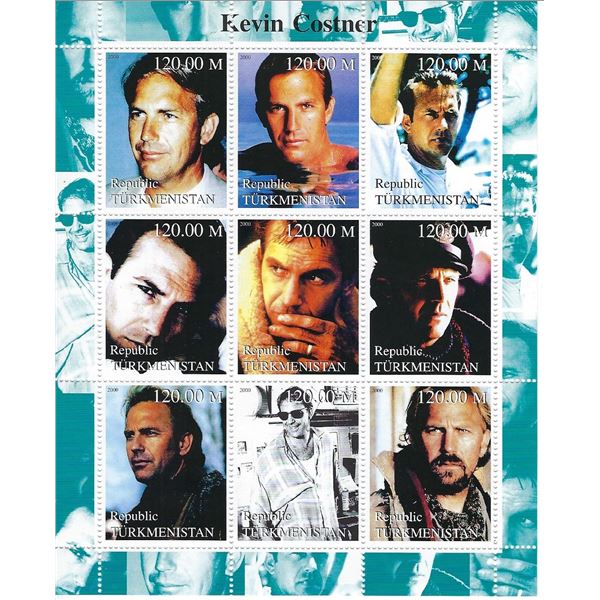 Kevin Costner - Turkmenistan - Cinderella Stamp Set