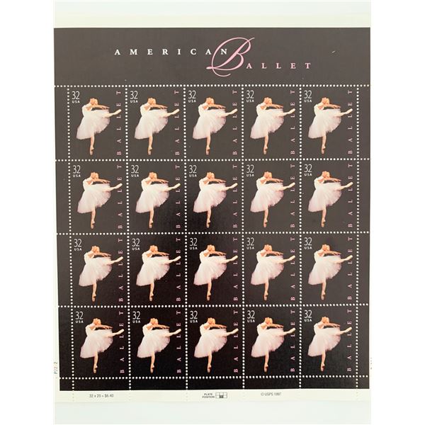 USPS American Ballet Sheet of Twenty 32 Cent Stamps Scott 3237