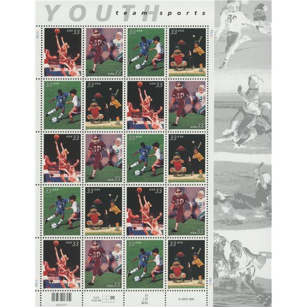 Youth Team Sports, Full Sheet of 20