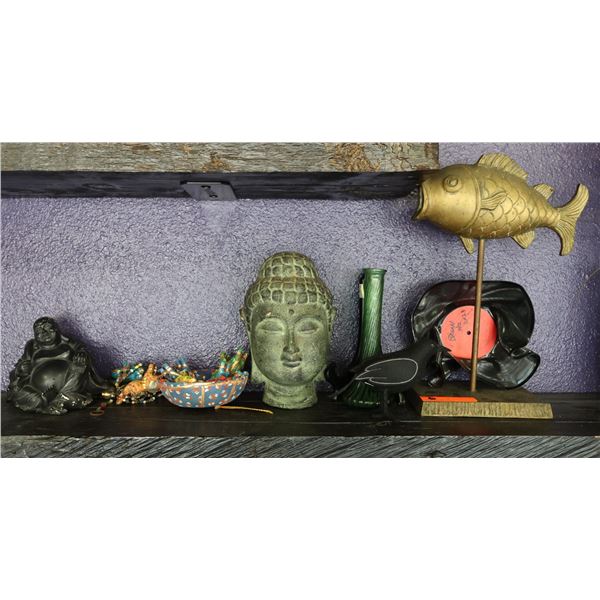 Misc Décor: Seated Buddha & Head, Fish, etc Misc Sizes