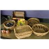 Image 1 : Multiple Woven Baskets, Flatware, Straws, etc Misc Sizes