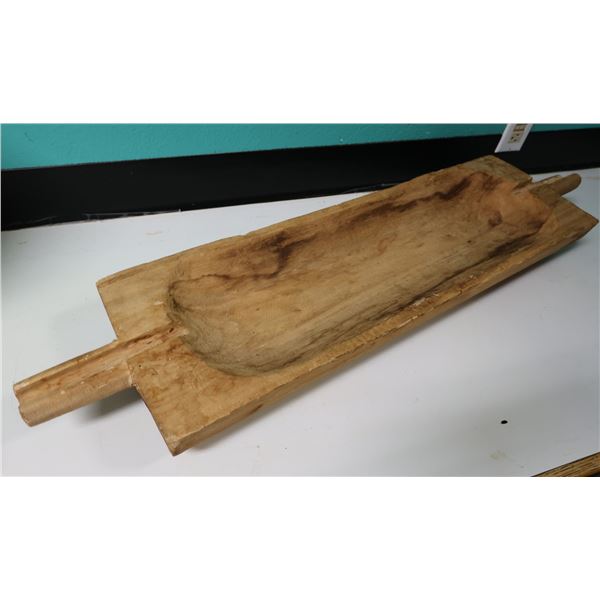 Carved Wooden Serving Tray w/ Handles 34" x 10" x 4"