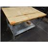 Image 1 : Metal Work Table w/ Wooden Butcher Block Top & Undershelf 48" x 30" x 34"H
