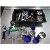 Image 1 : Flatware Caddy w/ Multiple Forks & Knives, Metal Measuring Cups, Ice Cream Scoops, etc