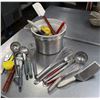 Image 1 : Metal Bucket w/ Multiple Whisks, Ladles, Spatulas, Juicer, etc