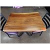 Image 2 : Wooden Live Edge Table on Pedestal Base 32" x 21"  w/ 2 Chairs 15" x 16" x 33"H