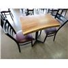 Image 8 : Wooden Live Edge Table on Pedestal Base 32" x 21"  w/ 2 Chairs 15" x 16" x 33"H