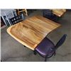 Image 2 : Wooden Live Edge Table on Pedestal Base 36" x 30"  w/ 2 Chairs 15" x 16" x 33"H