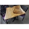 Image 1 : Wooden Live Edge Table on Pedestal Base 36" x 28"  w/ 2 Chairs 15" x 16" x 33"H