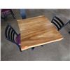 Image 2 : Wooden Live Edge Table on Pedestal Base 31" x 29"  w/ 2 Chairs 15" x 16" x 33"H
