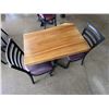 Image 2 : Wooden Live Edge Table on Pedestal Base 32" x 23"  w/ 2 Chairs 15" x 16" x 33"H