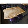 Image 2 : Wooden Live Edge Table on Pedestal Base 48" x 33"  w/ 4 Chairs 15" x 16" x 33"H
