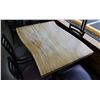 Image 1 : Wooden Live Edge Table on Pedestal Base 46" x 33"  w/ 3 Chairs 15" x 16" x 33"H