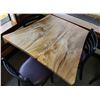 Image 1 : Wooden Live Edge Table on Pedestal Base 34" x 44"  w/ 3 Chairs 15" x 16" x 33"H