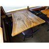 Image 2 : Wooden Live Edge Table on Pedestal Base 34" x 44"  w/ 3 Chairs 15" x 16" x 33"H