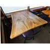 Image 3 : Wooden Live Edge Table on Pedestal Base 34" x 44"  w/ 3 Chairs 15" x 16" x 33"H