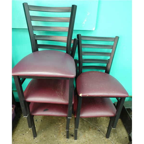 Qty 5 Chairs w/ Slatted Back & Upholstered Seat 15" x 16" x 33"H