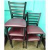 Image 1 : Qty 5 Chairs w/ Slatted Back & Upholstered Seat 15" x 16" x 33"H