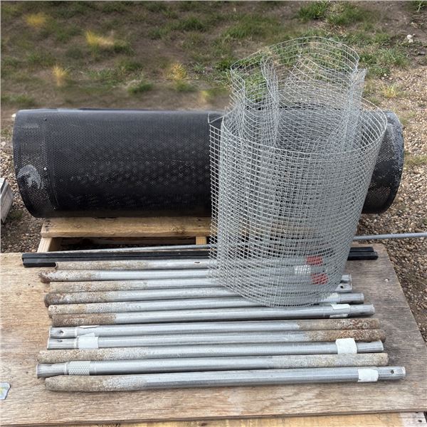Pallet of Metal Stakes and Mesh Screen