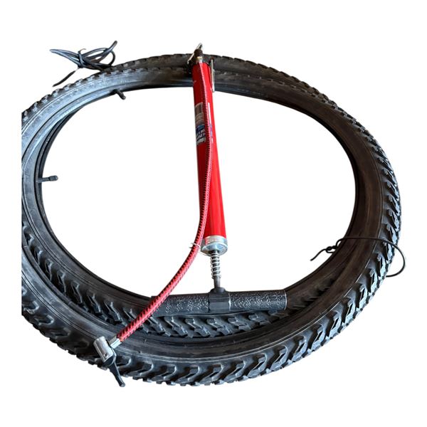 2 Bike Tires with Tubes and Tire Pump