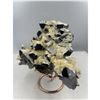 Image 3 : 8 X 8 INCH BLACK CRYSTAL WITH YELLOW CALCITE QUARTZ  SPECIMEN ON  STAND COLLECTOR PIECE