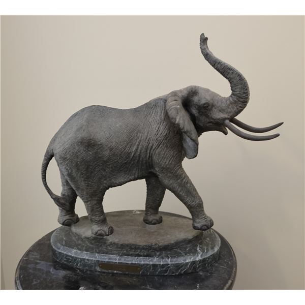 American Cast Bronze Sculpture Titled Elephant Limited Edition 90/850 by Tom Knapp on Marble Base 17
