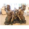 Image 4 : Oval Table w/ Sculptured Base by S. Keliam of 4 Mer-men & 2 Mer-child Figures 67" x 42" x 30"H